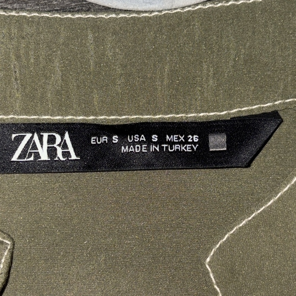 Zara Modal Long Sleeve Belted Jumpsuit w/Contrast Stitch Size Small Olive Green - Picture 16 of 16